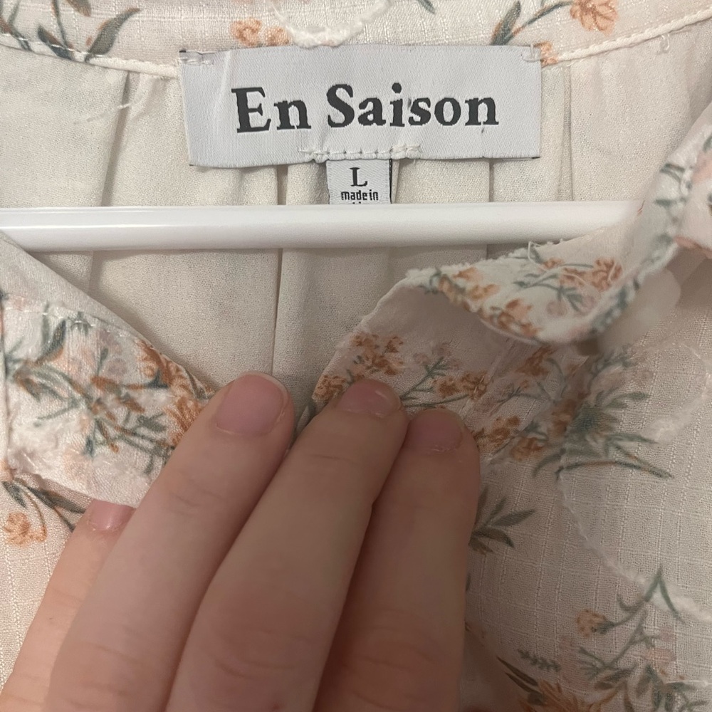En Saison Haley Balloon Sleeve Cream Orange Floral Mini Summer Fairy Dress - Picture 5 of 8